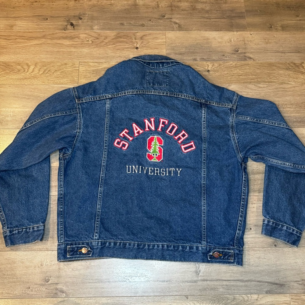 Vintage Stanford University Cardinal Denim Jean Jacket Size XL Student Union